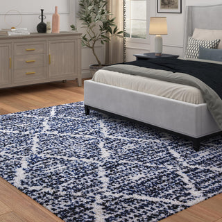 Oasis Delphine Royal Blue and White Polyester Area Rug