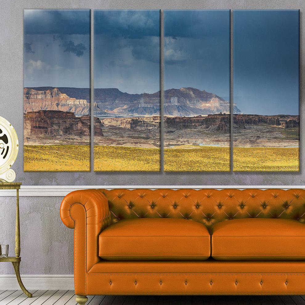 Lake Powell Panorama, Landscape Canvas Art Print, 48"x28", 4 Panels