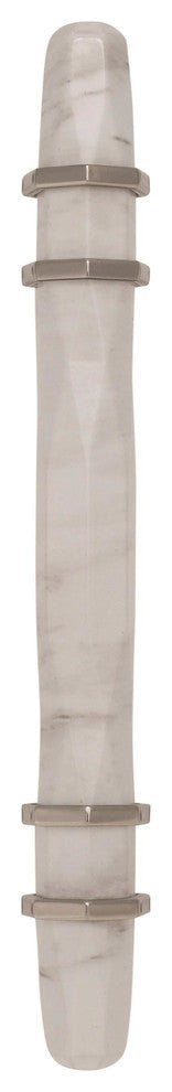 Carrione Cabinet Pull, Marble White/Polished Nickel, 3-3/4" Center-to-Center