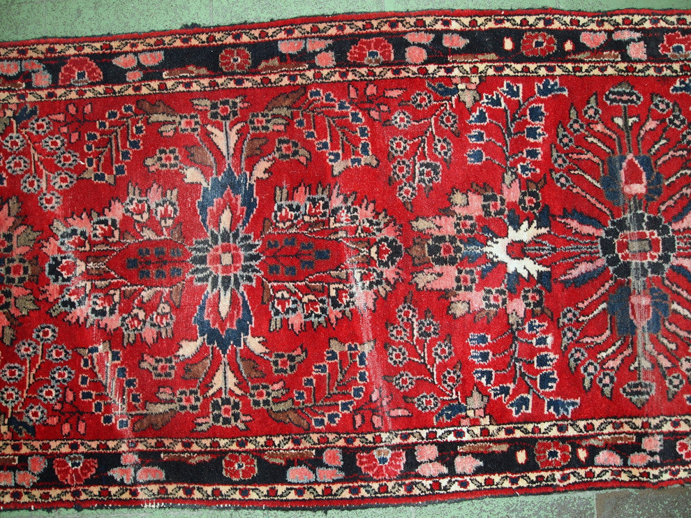 Handmade antique Persian Lilihan runner 2.7' x 23.3' (84cm x 712cm) 1910s