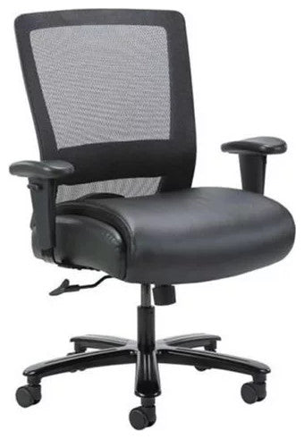Contemporary Office Chair, Extra Padded PU Leather Seat & Breathable Back, Black