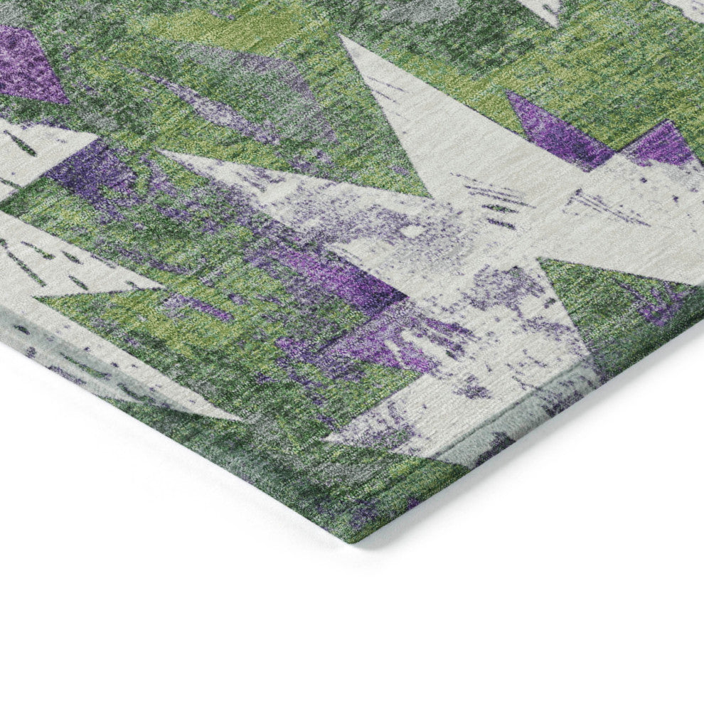 Machine Washable Indoor/Outdoor Chantille ACN1879 Green 9' x 12' Rug