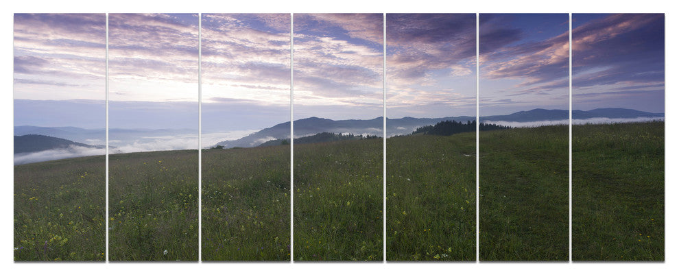 Mountain Plateau at Evening, Landscape Canvas Art Print, 83"x32", 7 Panels