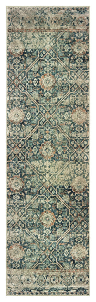 Oriental Weavers Raleigh Blue/ Ivory Geometric Indoor Area Rug 2'3"X7'6"