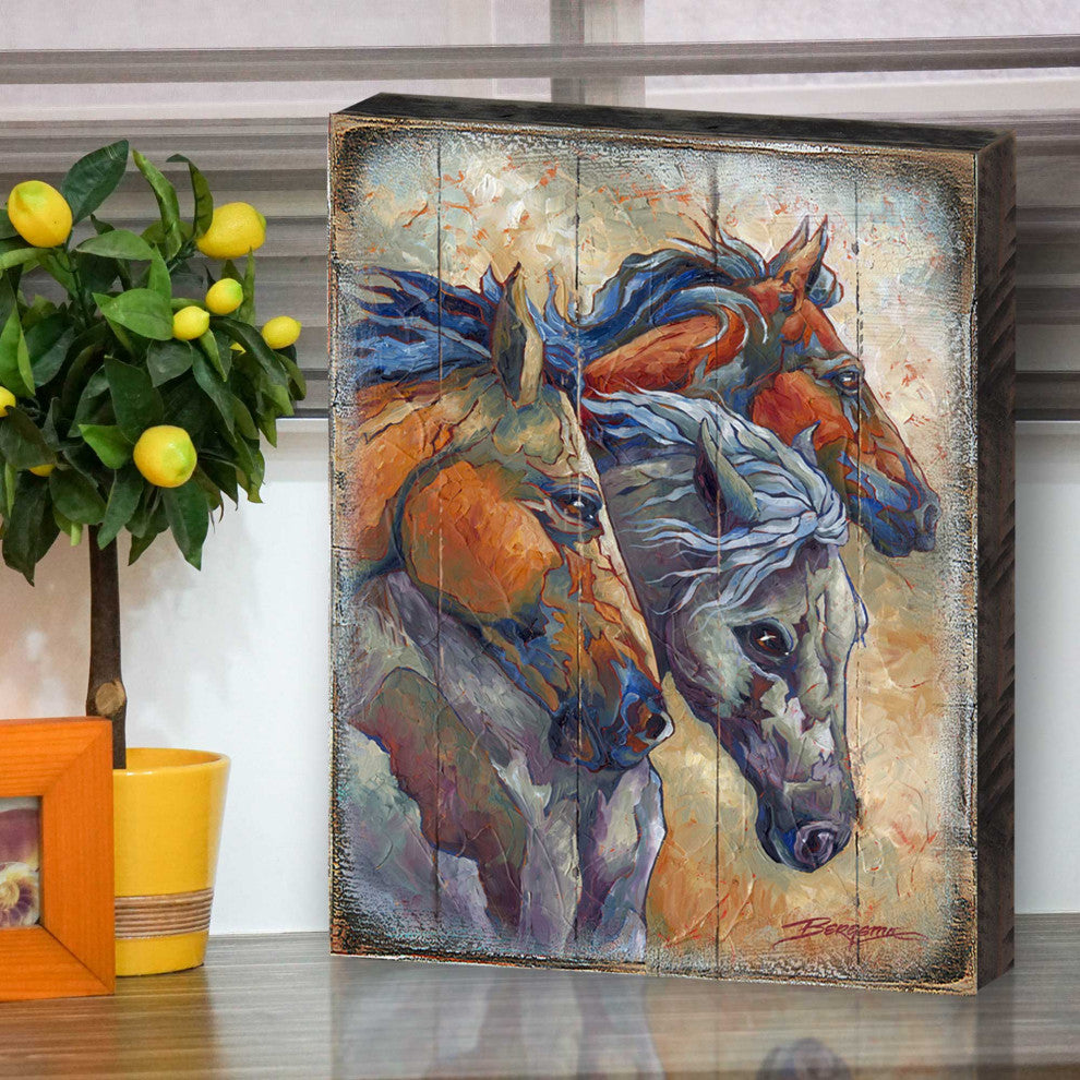 Let Them Run Horse Heads Wooden Wall Art, X-Large 36x24