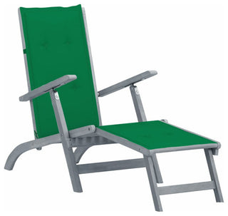 vidaXL Deckchair Lounge Chair with Footrest and Cushion Solid Acacia Wood