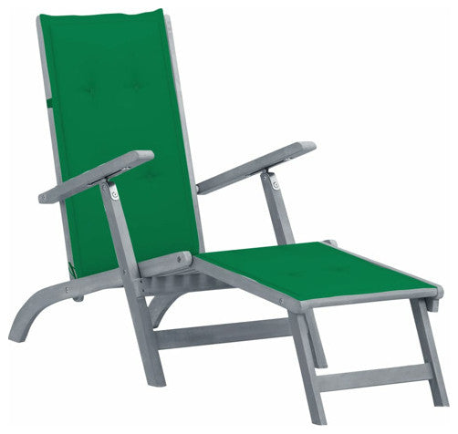 vidaXL Deckchair Lounge Chair with Footrest and Cushion Solid Acacia Wood