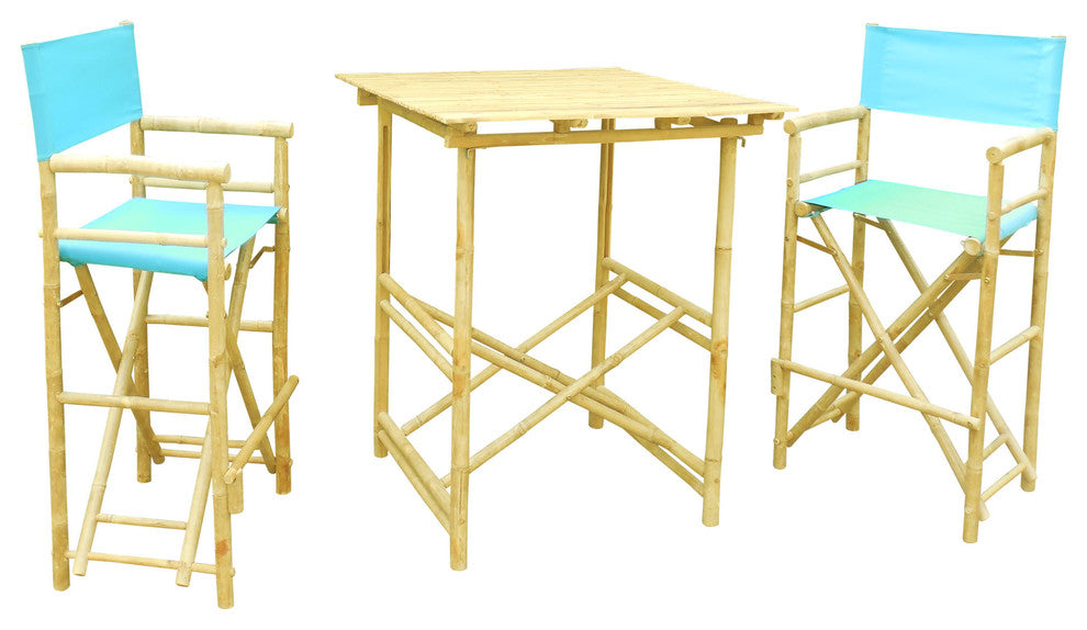 Director High Square 3-Piece Table Set, Aqua, Natural