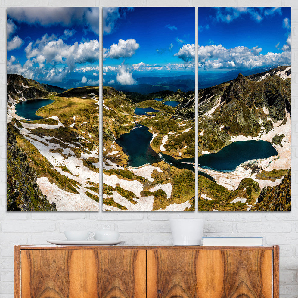 "Bright Blue Sky Over Seven Rila Lakes" Wall Art, 3 Panels, 36"x28"