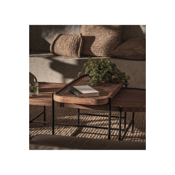 Oval Wooden Tray Coffee Table Set, dBodhi Coco, 17/25"w X 33/63"d X 19/16"h