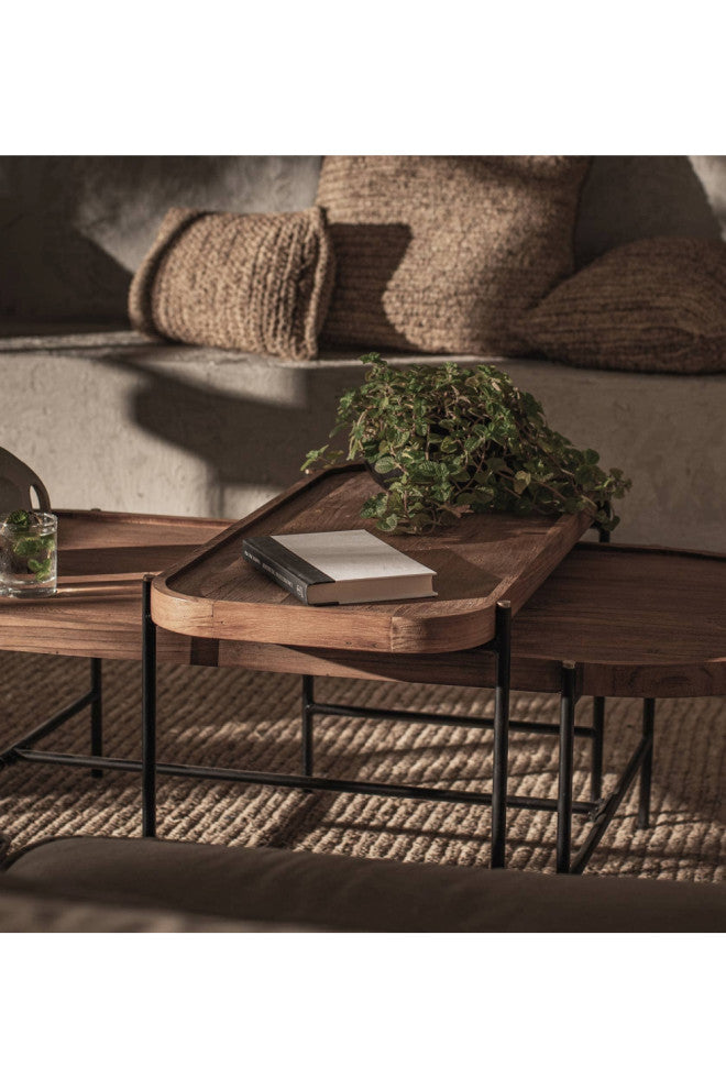 Oval Wooden Tray Coffee Table Set, dBodhi Coco, 17/25"w X 33/63"d X 19/16"h
