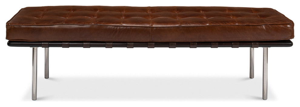Mid Century Leather Bench