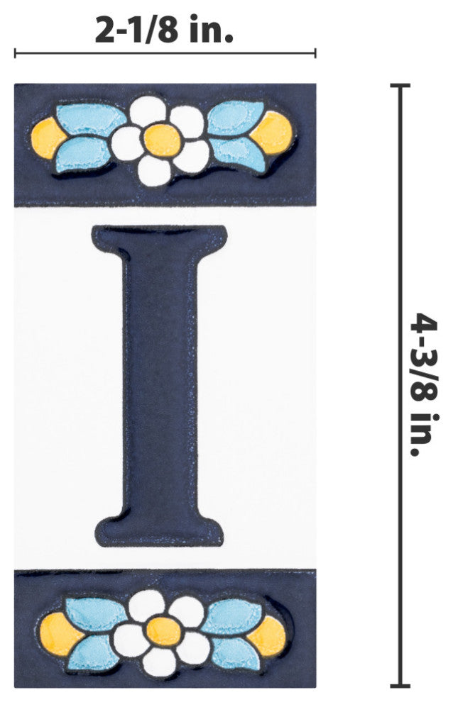 Sevillano Flora Letters 2-1/8 in. x 4-3/8 in. Ceramic Wall Tile, I