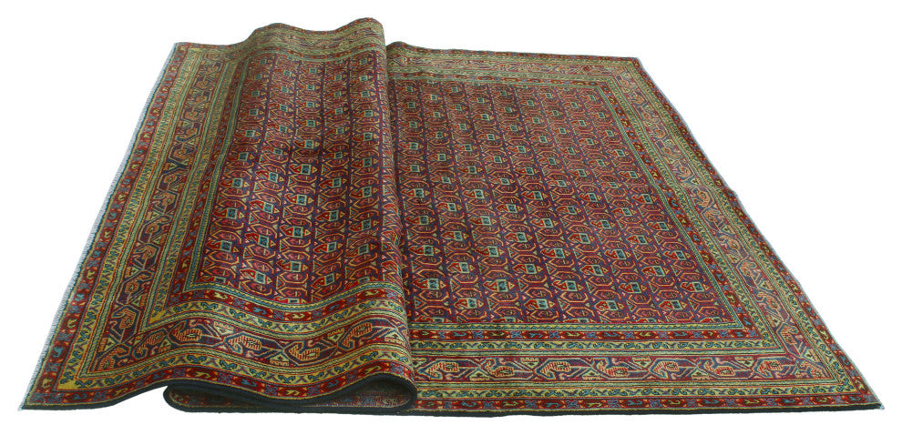 Fine Vintage Distressed Ghulam Blue/Red Rug, 7'0x10'2