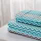 Bibb Home 4 Piece Printed Microfiber Sheet Set, Aqua Chevron, Twin