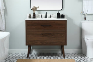 Bella 36" Midcentury Modern Walnut-Light Bathroom Vanity