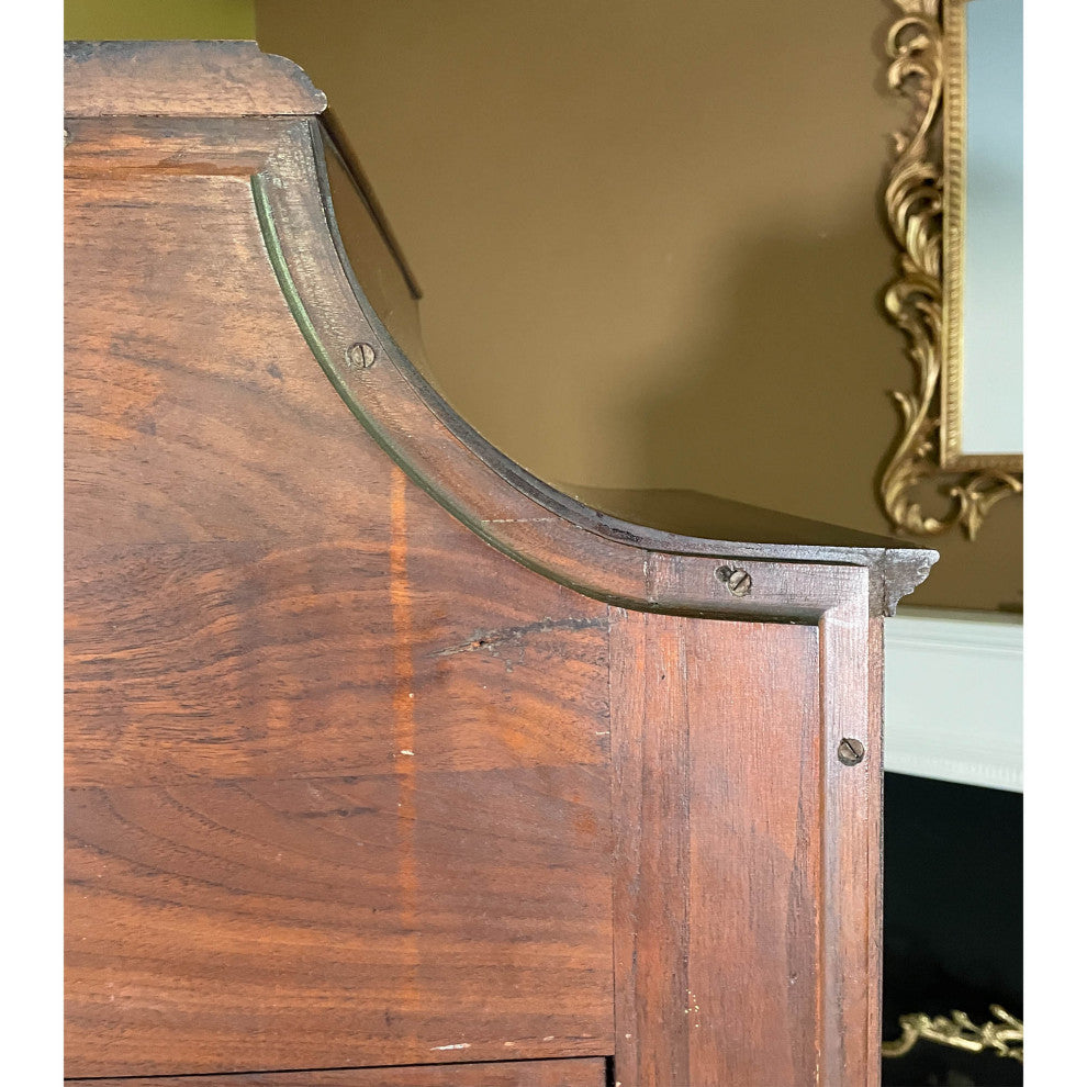 Antique Walnut Inlaid China Cabinet