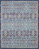 8' X 10' Blue And Ivory Floral Power Loom Area Rug