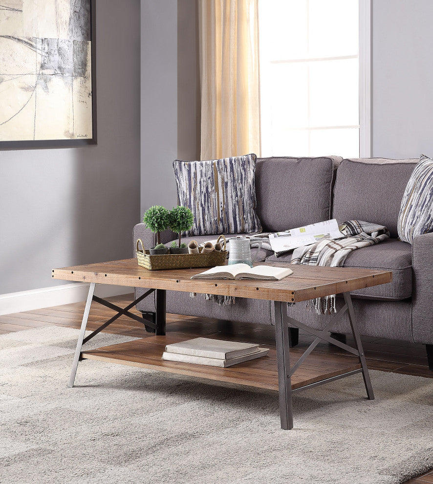 ACMEC Ikram Coffee Table, Weathered Oak and Sandy Black