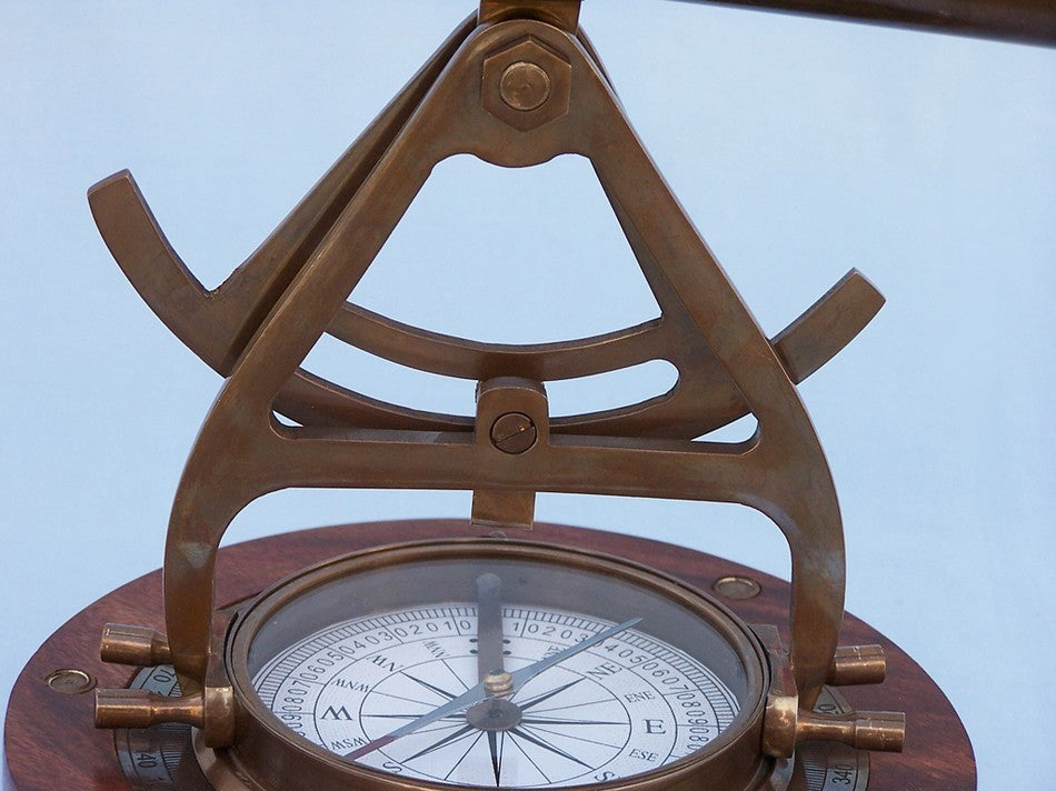 Alidade Compass, Antique Brass, 14''