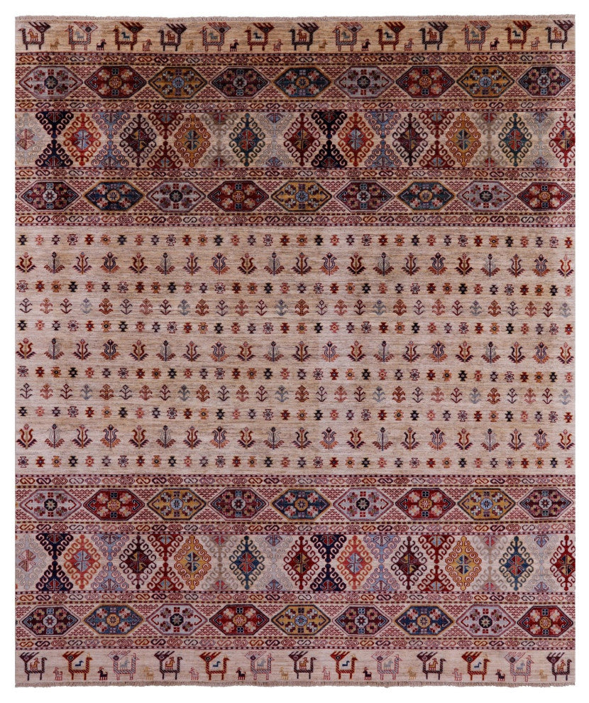 Hand Knotted Tribal Persian Gabbeh Wool Rug 8' 6" X 9' 10" Q8071