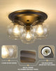 3 Light Semi Flush Mount, Industrial Glass Ceiling Lamp