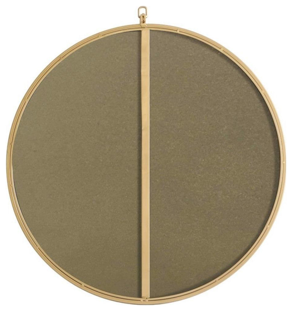 Elegant Decor Rowan 28" Round Metal Frame Hooked Mirror in Brass
