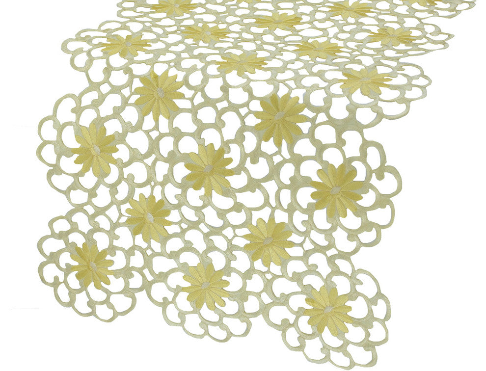 Daisy Splendor Table Runner, 15"x72", Yellow