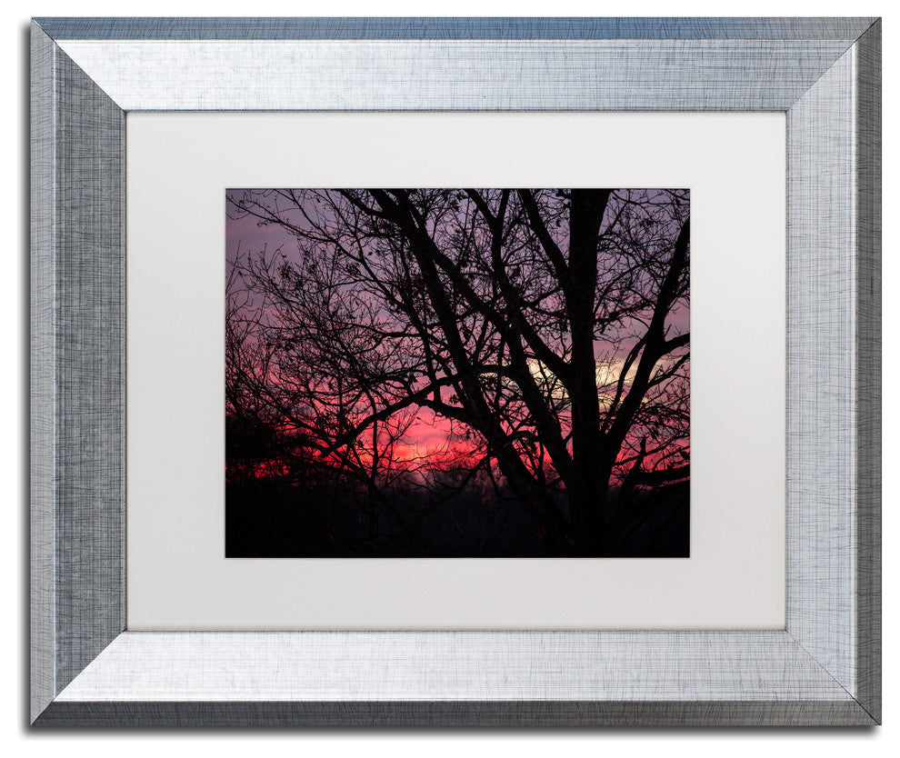 Jason Shaffer ''Pink Sunset'' Matted Framed Art, Silver Frame, White Mat, 14x11