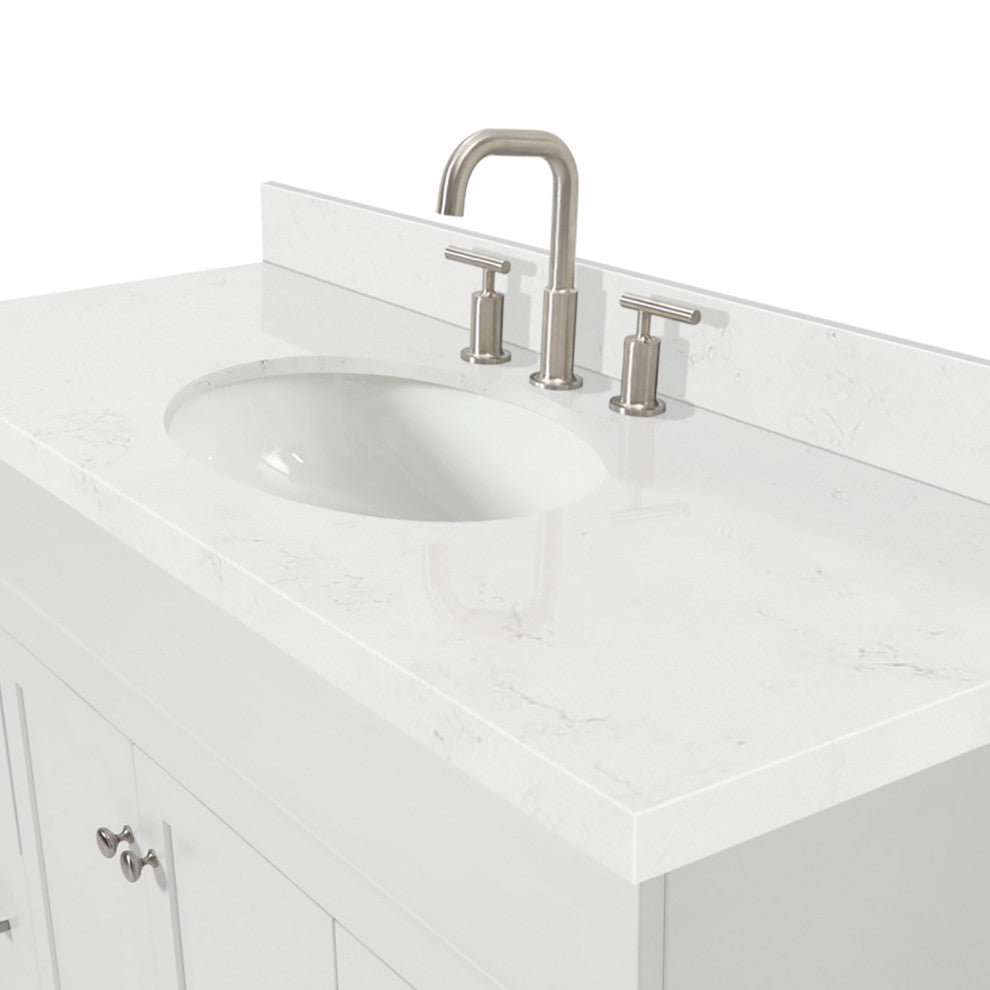 Ariel Hamlet 54" Single Oval Sink Bathroom Vanity, Carrara Quartz