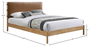 Asher Upholstered Bed, Cognac, Queen, Vegan Leather
