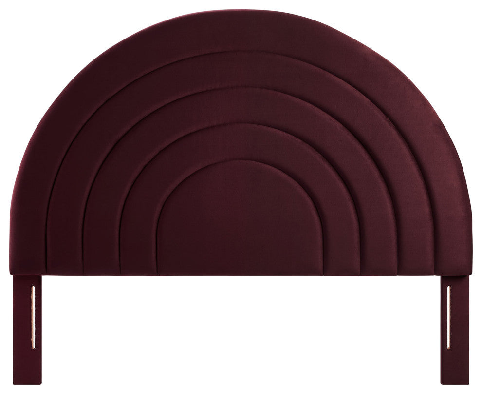 Solana Arched Performance Velvet Full Headboard, Mulberry