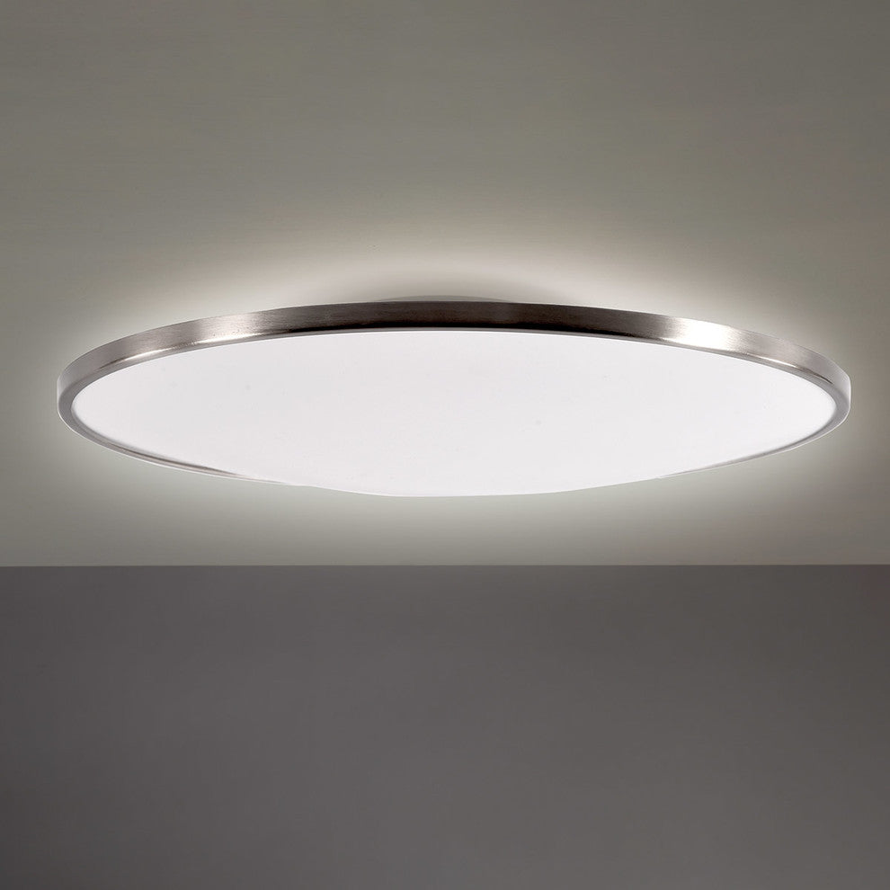 Puck 16" LED Round Flush Mount 3500K, Brushed Nickel