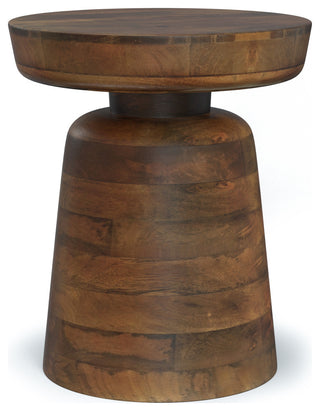 Robbie SOLID MANGO WOOD Accent Table, Walnut Brown