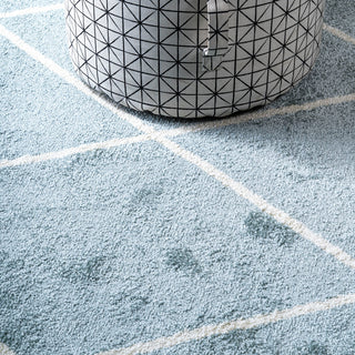 Cole Minimalist Diamond Trellis Light Blue/White 2 ft. x 10 ft. Runner Rug
