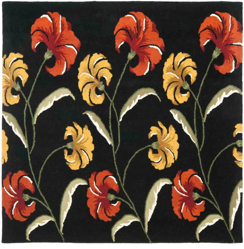 Safavieh Soho Soh767C Floral Rug, Black/Multi, 6'0"x6'0" Square
