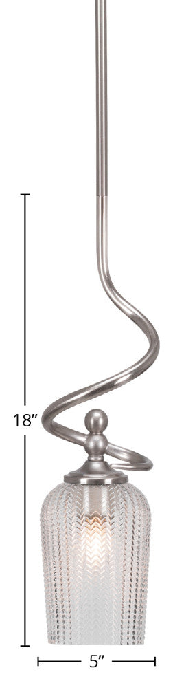 Capri Stem Mini Pendant In Brushed Nickel Finish With 5" Clear Textured Glass