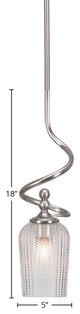 Capri Stem Mini Pendant In Brushed Nickel Finish With 5" Clear Textured Glass