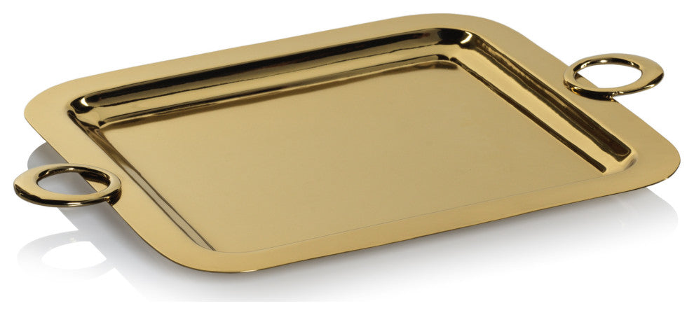 Ollie Gold Polished Brass Serving Tray, 18" x 13"