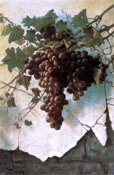 Edwin Deakin Grapes Against a Mission Wall, 18"x27" Gallery Wrapped Canvas