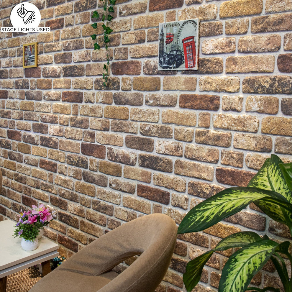 Faux Brick 3D Wall Panels, Light Brown, Sample 10x10"