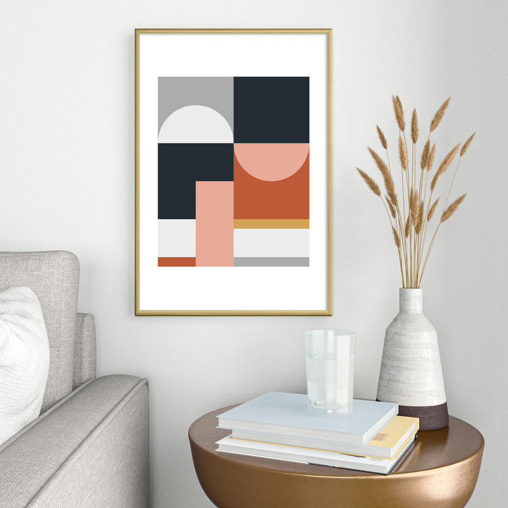 The Old Art Studio Abstract Geometric 09 Metal Framed Art Print