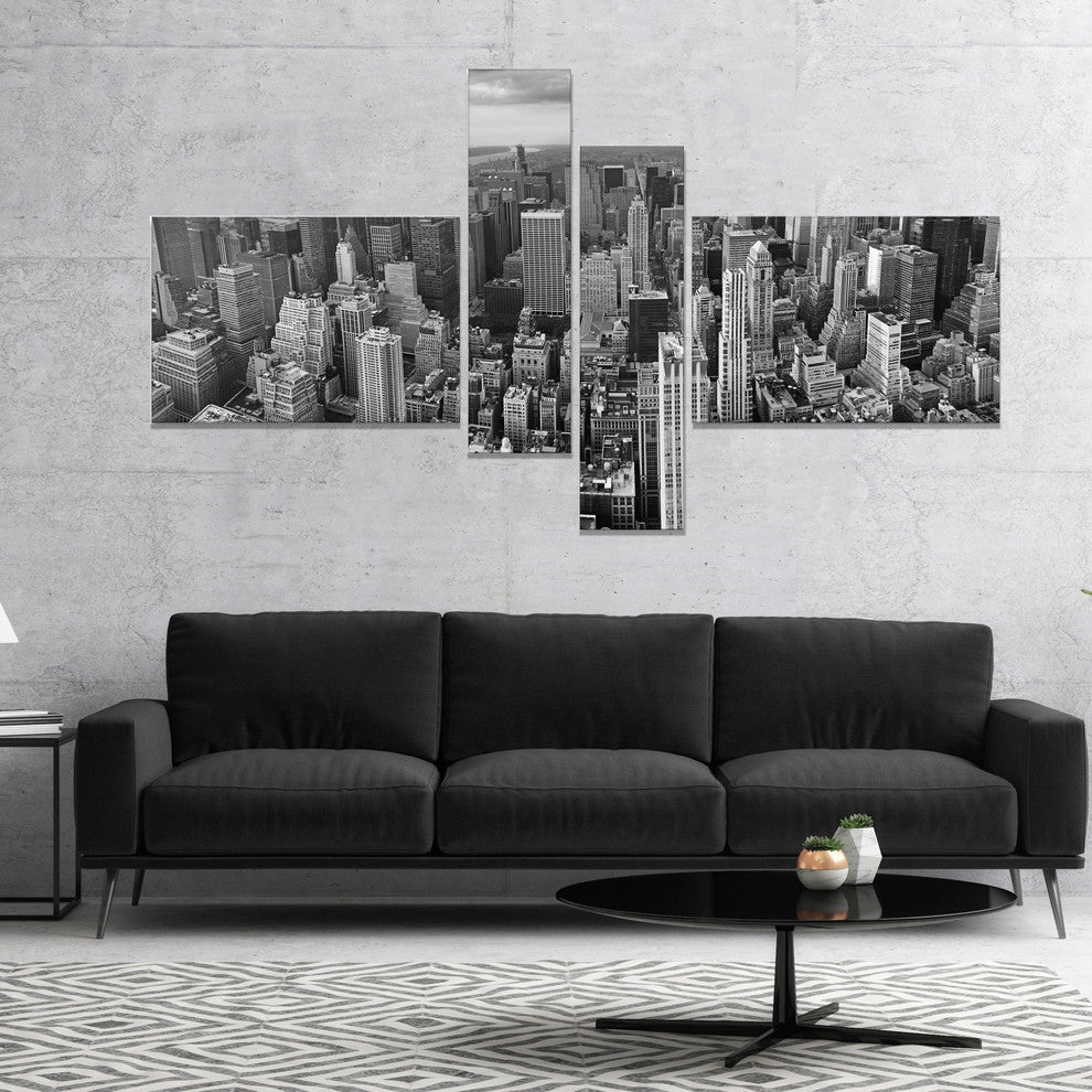 Panoramic Aerial View of Manhattan, Cityscape Canvas Print, 60"x32", 4 panels