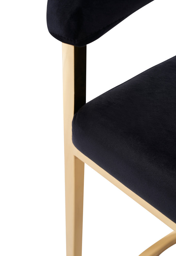Modrest Linda, Modern Black Velvet and Gold Dining Chair