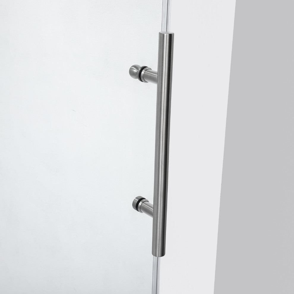 Villena Single Sliding Frameless Shower Door, Brushed Nickel, 60"