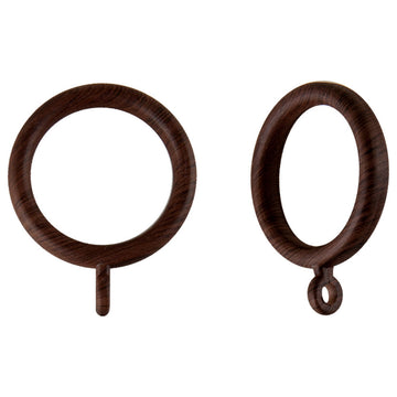 Plastic Faux Wood Rings 1-3/8" Id, Set of 10, Dark Walnut