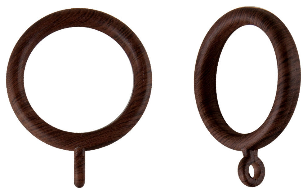 Plastic Faux Wood Rings 1-3/8" Id, Set of 10, Dark Walnut