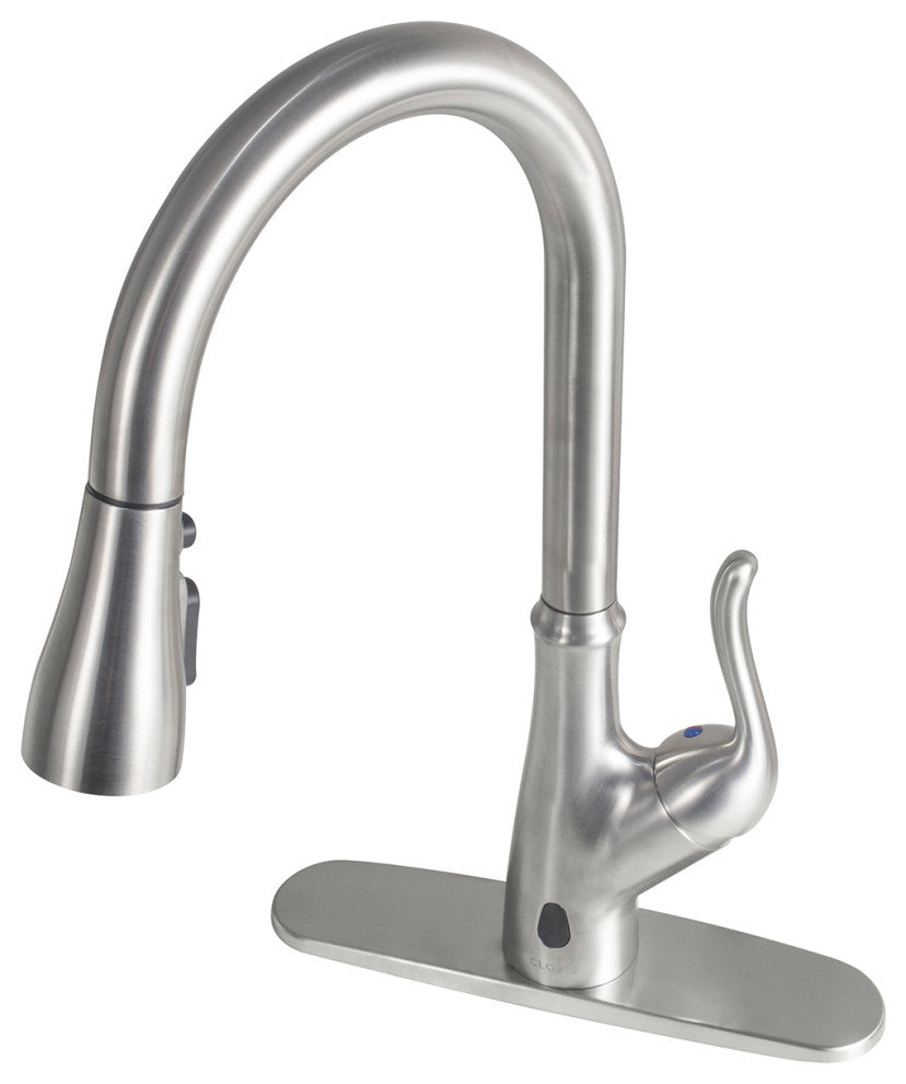 Single Handle Deck Mounted High Arc Pull Down Touchless Kitchen Faucet, Brushed