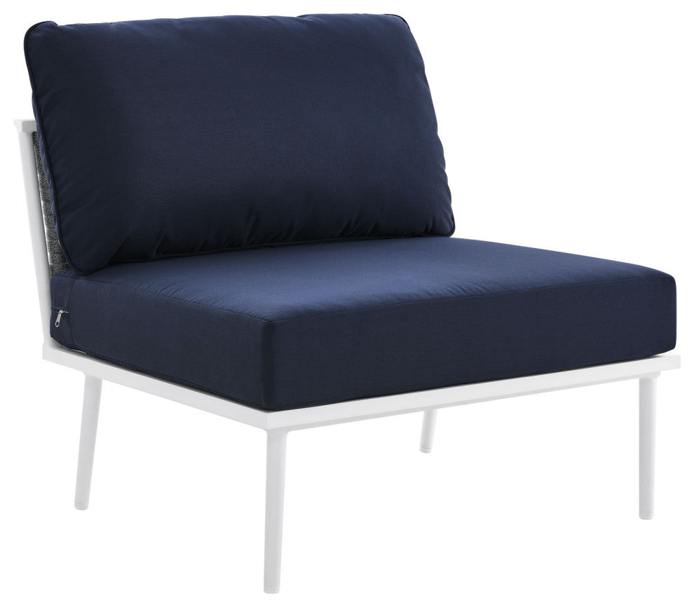 Outdoor Patio Aluminum Outdoor Patio Aluminum Large Sectional Sofa, White Navy