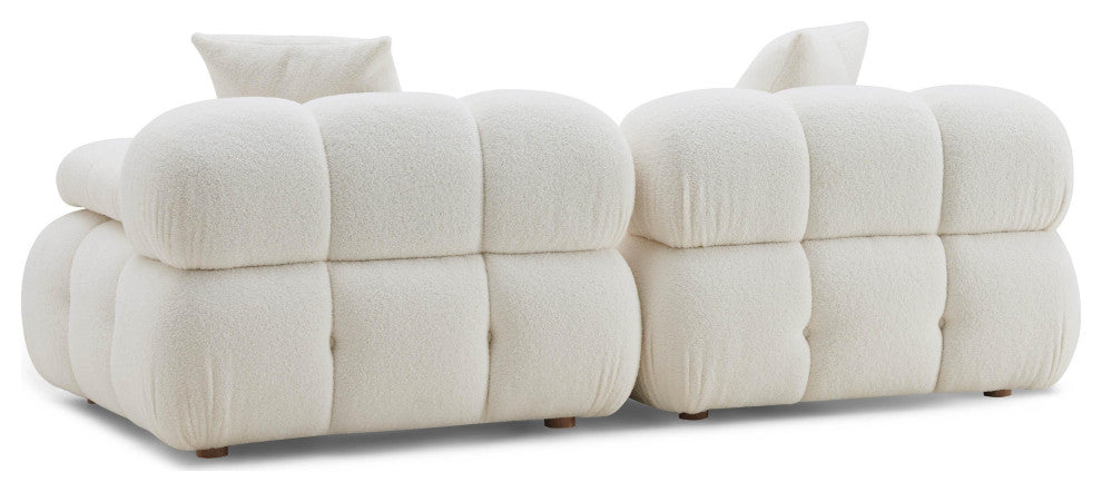 Calliope Cream Vegan Shearling Modular Loveseat Cream